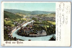 Southern Germany Germany Postcard Aerial View Greetings from Baden 1900