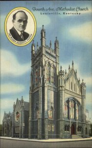 Louisville KY Methodist Church Ira Mason Hargett Pastor Linen Postcard