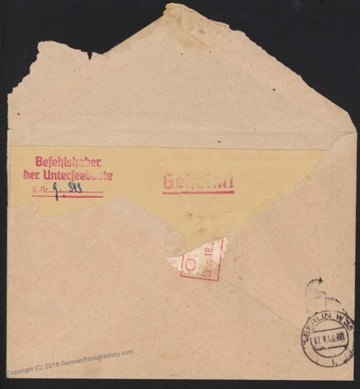 RARE German WWII UBoot Befehlshaber Geheim / Secret Cover 17288