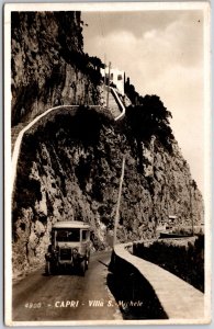 Capri Villa San. Michele Museum Italy Roadway Cliff Real Photo RPPC Postcard