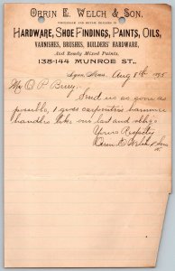 1895  Lynn  Massachusetts   Orrin E. Welch & Son  Hardware  Receipt  9 x 6