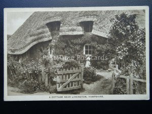 Hampshire LYMINGTON A Thatched Cottage shows CHILD IN GARDEN - Old Postcard