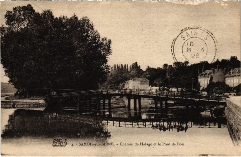 CPA Samois s Seine Chemin de halage et le Pont de bois FRANCE (1300580)