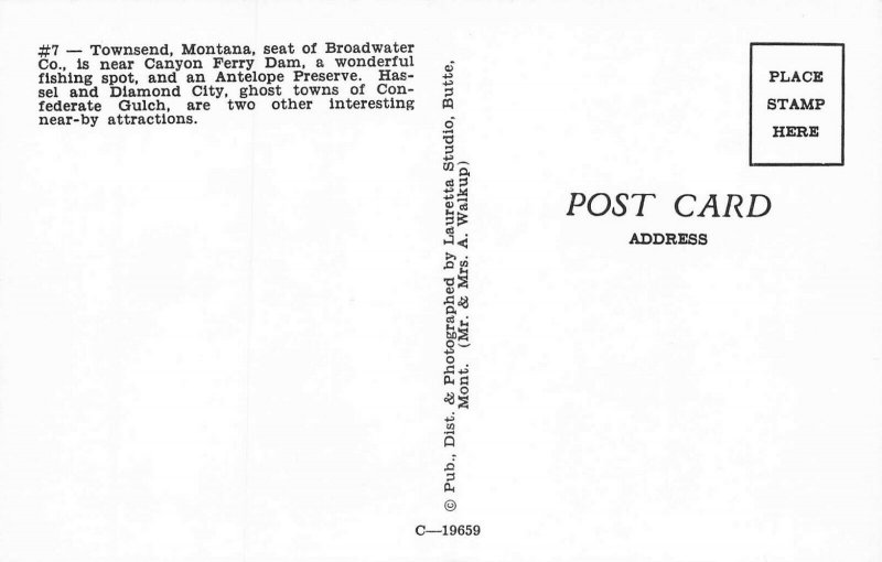 Townsend MT Gas Stations Storefronts Old Cars Postcard