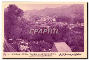 Old Postcard Morocco Moulay Idriss diffa A meal in the olive trees