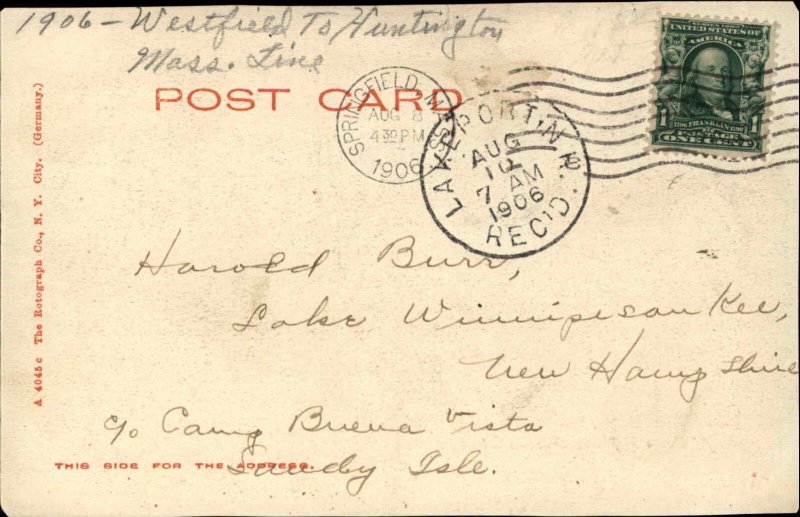 Huntington on Trolley Car - Western MA Street Car 1906 Used Postcard 