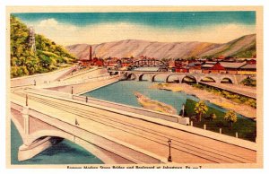 Postcard BRIDGE SCENE Johnstown Pennsylvania PA AU9467