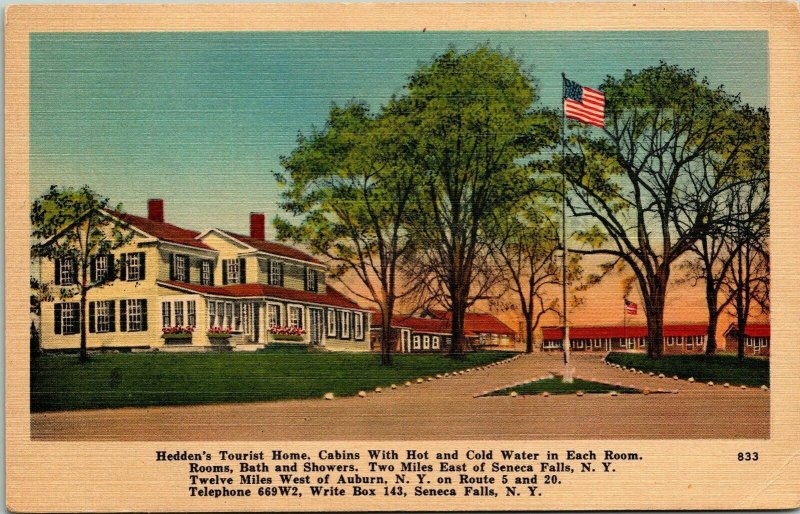 Hedden Tourist Home Seneca Falls New York NY Linen Postcard VTG UNP Vintage 