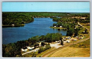 Bear Lake Camp, Noelville French River Ontario, Vintage Aerial View Postcard #2