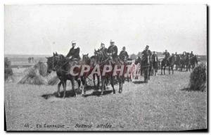 Old Postcard Army Field Battery in animal traction