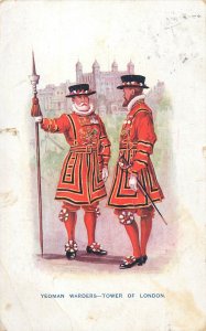 Tower of London Yeomen Warders uniforms postcard 1914