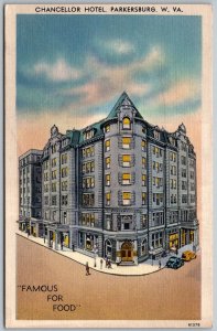 Parkersburg West Virginia 1940s Postcard Chancellor Hotel