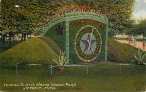 United States Detroit Michigan Floral Clock Water Works postcard