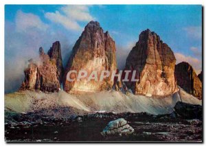 Postcard Modern Dolomites Sunset three Peaks of Lavaredo