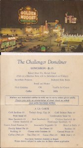 Las Vegas NV, RR Menu, Foldout PC, 1950's, Challenger Domeliner Train, Casino