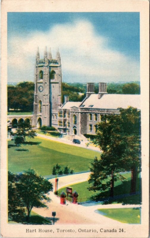 Postcard ON Toronto Bird's Eye View of Hart House & Park 1943 K25