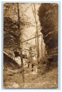 1914 Looking Down The Cannon Shades State Park Waveland IN RPPC Photo Postcard 