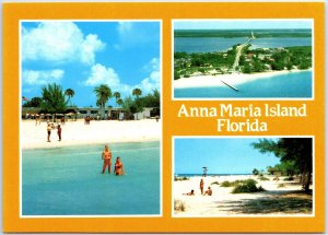 VINTAGE CONTINENTAL SIZE POSTCARD MULTIPLE SCENES AT ANNA MARIA ISLAND FLORIDA