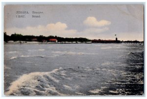 c1910 Sea Waves Strand Libau Liepāja Latvia Russia to USA Posted Postcard 