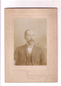 Man with Mustache, S H Ray, Strathroy, Ontario, Vintage Photograph on Paperboard