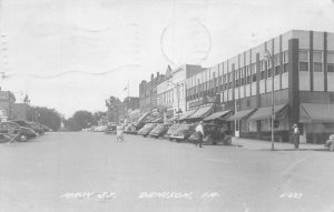 J77/ Denison Iowa RPPC Postcard c1940-50s Main Street Stores 172