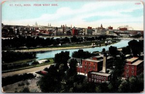 Saint Paul Minnesota MN View From West Side River Buildings & Trees Postcard