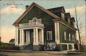 WINTER HARBOR MAINE ME Town Hall Antique Postcard
