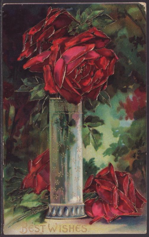 Best Wishes,Roses Postcard