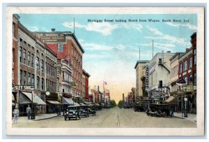 c1920's Michigan Street Looking North From Wayne South Bend Indiana IN Postcard