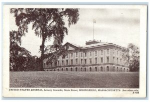 1914 United States Arsenal Armory Grounds State Street Springfield MA Postcard