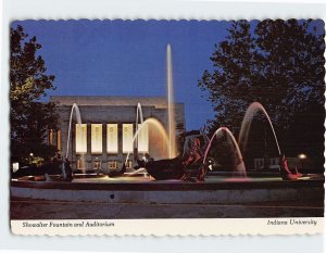 Postcard Showalter Fountain and Auditorium, Indiana University, Bloomington, IN