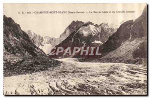 Old Postcard Chamonix Haute Savoie Mer de Glace and the Grandes Jorasses