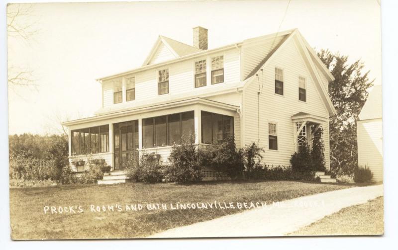 Lincolnville Beach ME Prock's Room's RPPC Real Photo Postcard