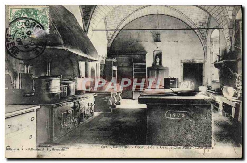 Old Postcard Dauphine Convent of the Grande Chartreuse Kitchen