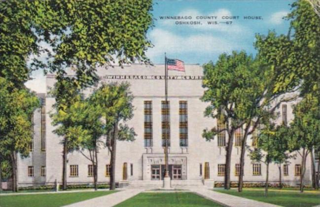 Wisconsin Oshkosh Winnebago County Court House 1945 Curteich