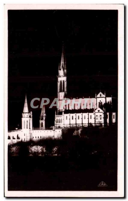 Old Postcard The Illuminee Lourdes basilica