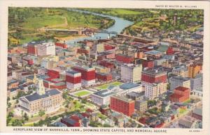 Tennessee Nashville Aeroplane View Showing State Capitol and Memorial Square ...