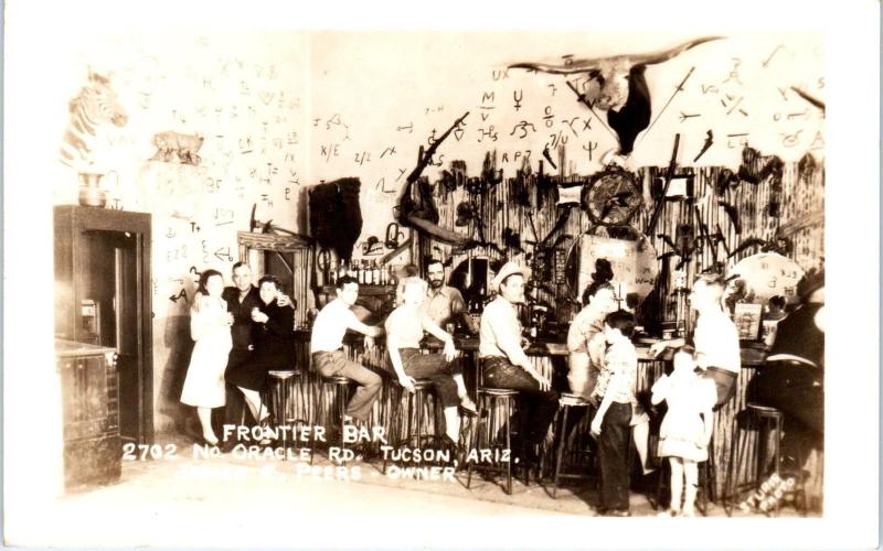 RPPC  TUCSON, AZ Arizona  FRONTIER  Cowboy  BAR  c1940s   Roadside  Postcard