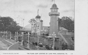 The Plaza Just Lighting Up, Luna Park, Scranton, PA, Early Postcard, Unused