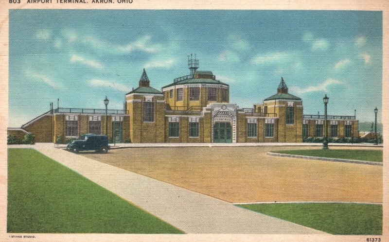 Vintage Postcard 1920's View of The Airport Terminal Akron Ohio OH