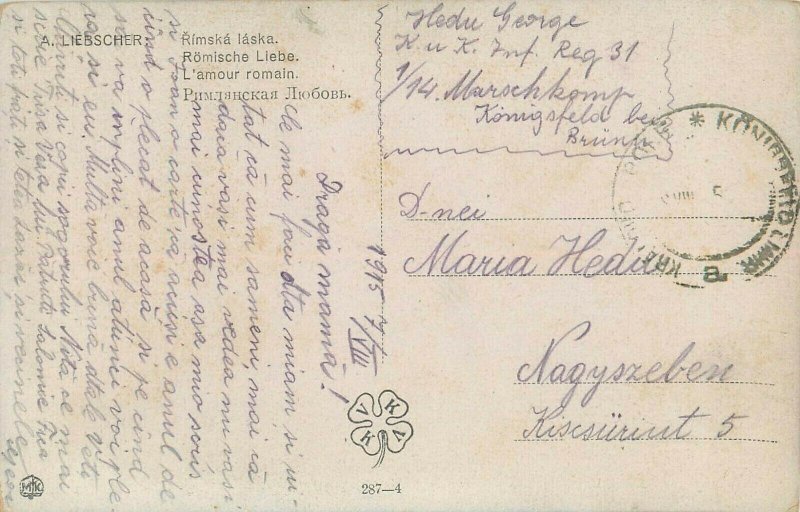 Roman love by A. Liebscher 1915 postcard