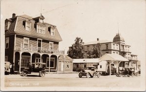 Caraquet NB New Brunswick Hotel Paulin Gas Pump Automobiles 1934 RP Postcard H37