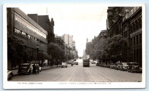 RPPC MELBOURNE, Australia ~ COLLINS STREET SCENE Streetcar c1930s Cars  Postcard
