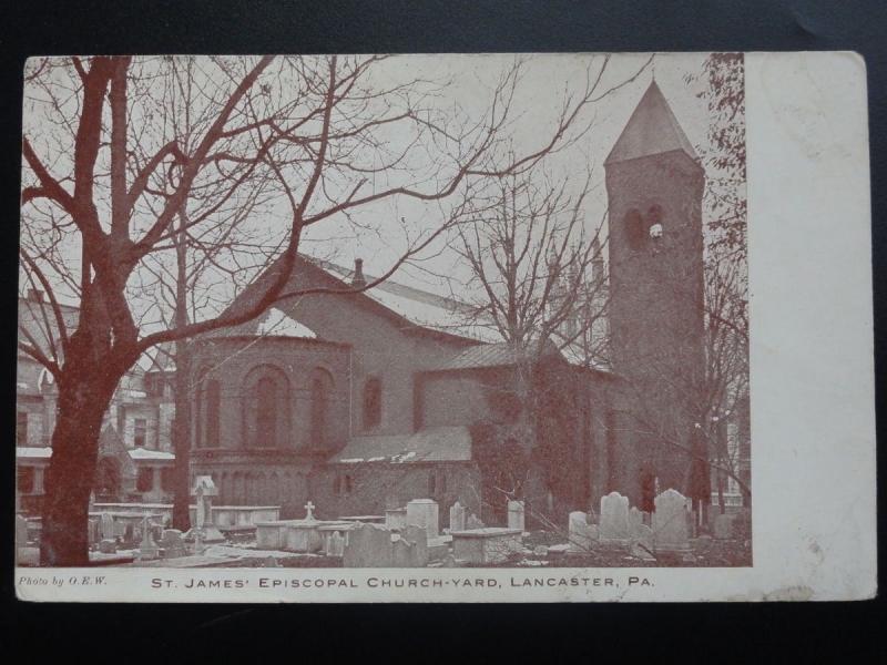 St. James' Episcopal Church Yard, LANCASTER PA, Old Postcard