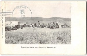 Threshing Scene, Palouse, WA Farming Equipment Whitman Co. 1910 Antique Postcard