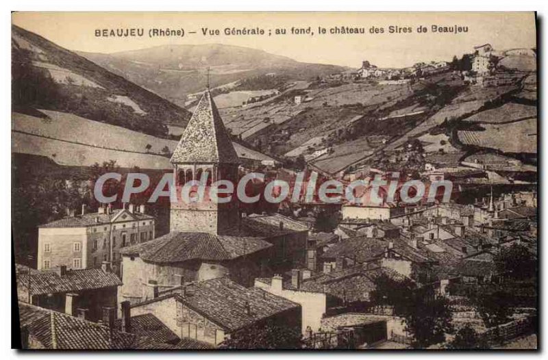 Postcard Old Bueaujeu Rhone Vue Generale in the background the castle of the ...