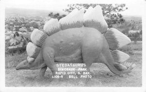 RPPC STEGASAURUS Dinosaur Park, Rapid City, South Dakota 1930s Vintage Postcard