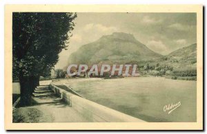 Old postcard Grenoble Isere and helmet Neron