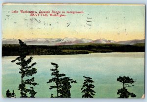 1914 Seattle Washington WA Vintage Postcard Lake Cascade Range Background Posted