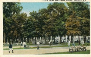 Postcard View of Tennis Court in Spring Park, Richfield Springs, NY.     Y9